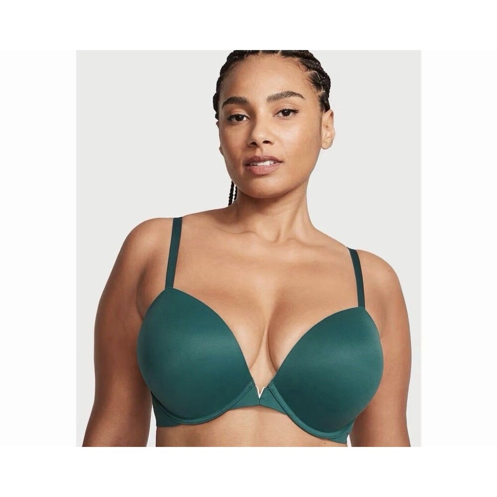 Victoria’s Secret Love Cloud Emerald Teal Green Push Up Bra 34DD Smooth Plunge